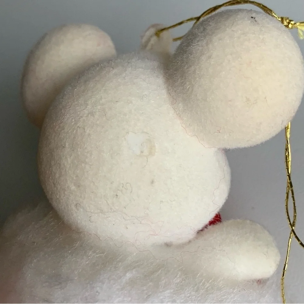 Vintage Mouse Inside Stocking 1970's Flocked Christmas Tree Ornament